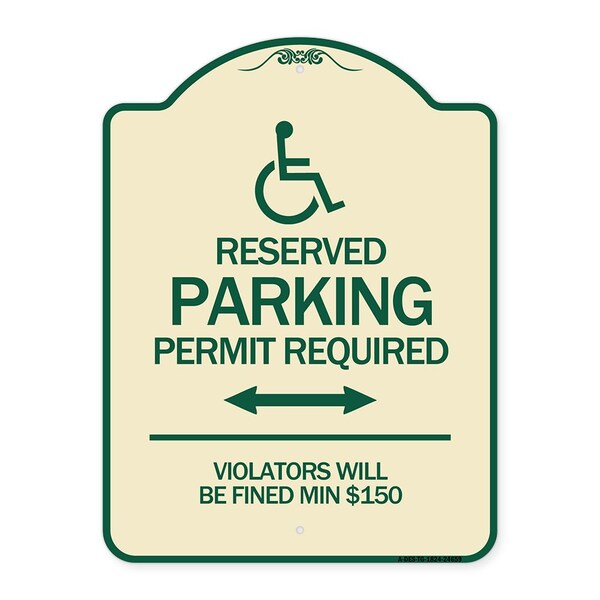 Connecticut Reserved Parking Permit Required Violators Fined Min $150 Alum, 24" x 18", TG-1824-24659